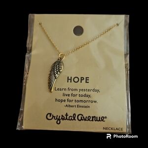 3/$30 CRYSTAL AVENUE Dainty Hope Angel Wing Necklace